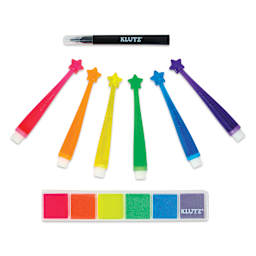 Klutz Neon Stencil Art, out of packaging