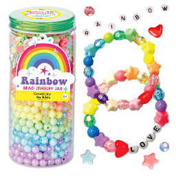 Rainbow Bead Jewelry Jar
