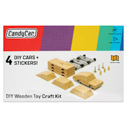 Candylab Castor Wooden Car Kit - Kit of 4, front of packaging