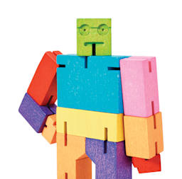 Areaware Cubebot Classic Wooden Figure - Multicolor, close-up