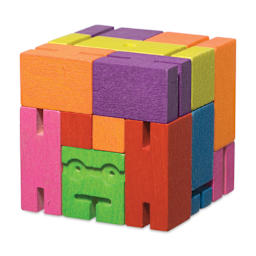 Areaware Cubebot Classic Wooden Figure - Multicolor, folded up