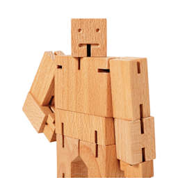 Areaware Cubebot Classic Wooden Figure - Natural, close-up