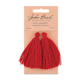 John Bead Cotton Tassels - Red, Pkg of 2, 2-1/4" L