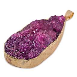 Earth's Jewels Semi-Precious Pendants - Closeup of 50 mm Fuchsia Agate