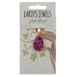 Earth's Jewels Semi-Precious Pendants - Front view of package of 21 mm Fuchsia Agate