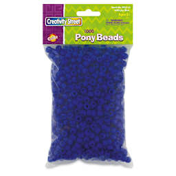 Creativity Street Plastic Pony Beads - Blue, Pkg of 1000, front of the packaging