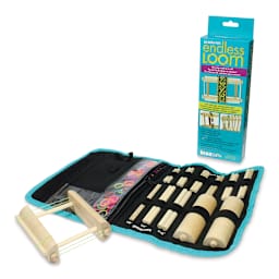 Beadsmith Endless Loom - Components in roll-up case with package
