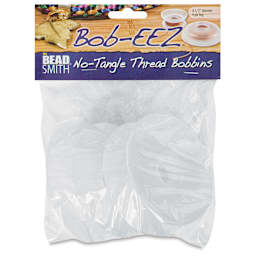 Beadsmith Bob-EEZ No Tangle Thread Bobbins - 3-1/2" Diameter, Pkg of 4, front of the packaging