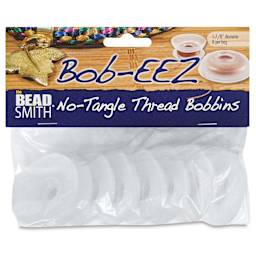 Beadsmith Bob-EEZ No Tangle Thread Bobbins - 1-7/8" Diameter, Pkg of 8, front of the packaging