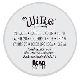 Beadsmith Wire Elements Tarnish-Resistant Wire - Rose Gold, side of the spool showing dimensions
