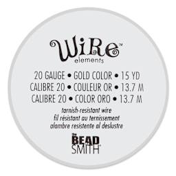 Beadsmith Wire Elements Tarnish-Resistant Wire - Gold, side of the spool showing dimensions