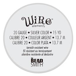 Beadsmith Wire Elements Tarnish-Resistant Wire - Silver, side of the spool showing dimensions