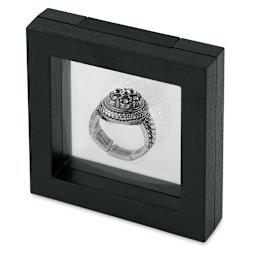 John Bead Jewelry Display Boxes - Small Black Box at angle with ring, not included
