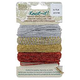 Beadsmith Knot-It Waxed Brazilian Cord - Metallics, front of the packaging
