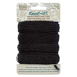 Beadsmith Knot-It Waxed Brazilian Cord - Black, Pkg of 4, front of the packaging