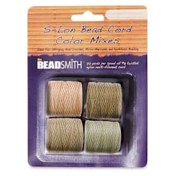 Beadsmith S-Lon Cord Pack - Pkg of 4, Warm Neutrals