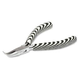 Beadsmith Zebra Bent Chain Nose Pliers, at an angle