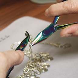 Beadsmith Chroma Bent Chain Nose Pliers, Shown in use.