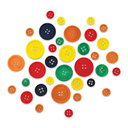 Krafty Kids Wood Craft Buttons - Assorted Colors, Package of 40 (Out of packaging)