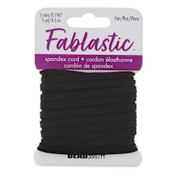 Fablastic Flat Stretch Cord - Black, 5 mm W x 5 yds L