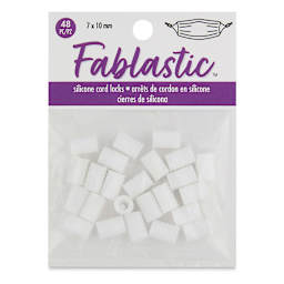 Silicone Cord Lock, White, Cylinder, Package of 48, Front