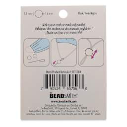 Silicone Cord Lock, Black, Package of 48, Back Of Package