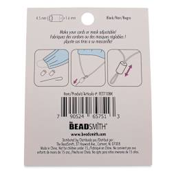 Silicone Cord Lock, Black, Cylinder, Package of 48, Back