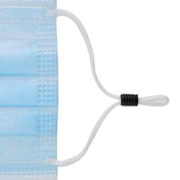 Silicone Cord Lock, Black, Cylinder, Package of 48, Shown On A Facemask