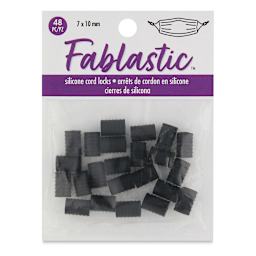 Silicone Cord Lock, Black, Cylinder, Package of 48, Front