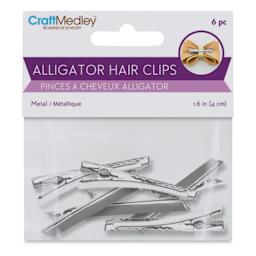 Craft Medley Metal Alligator Hair Clips - Silver, Package of 6, 1-3/5" - front of packaging