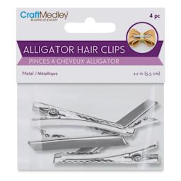 Craft Medley Metal Alligator Hair Clips - Silver, Package of 4, 2-1/5" - front of packaging
