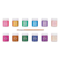 Cosmic Shine Acrylic Craft Paint Set (glitter and pearlescent paints with brush)