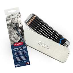 6-Pencil Tin Sets Derwent Water-soluble Sketching 6 Set - Peggable