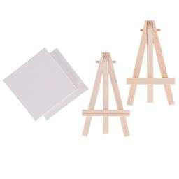 Hello, Artist! Mini Square Canvas with Easel, Set of 4 