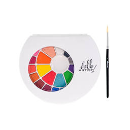 Hello Artist Watercolor Cakes with Brush, Set of 24