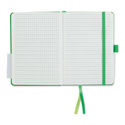 Lamy Softcover Notebook - Green, Dot-Grid-Rule, 5-3/4" x 4-1/8" (open to show paper)