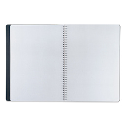 Fabriano Ecoqua Plus Hidden Spiral-Bound Notebook - Black, 11-7/10" x 8-1/4", Dot Grid, open