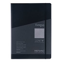 Fabriano Ecoqua Plus Hidden Spiral-Bound Notebook - Black, 11-7/10" x 8-1/4", Dot Grid, front cover