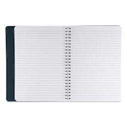 Fabriano Ecoqua Plus Hidden Spiral-Bound Notebook - Black, 8-1/4" x 5-4/5". Ruled, open