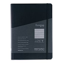 Fabriano Ecoqua Plus Hidden Spiral-Bound Notebook - Black, 8-1/4" x 5-4/5". Ruled, front cover