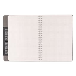 Fabriano Ecoqua Plus Hidden Spiral-Bound Notebook - Grey, 8-1/4" x 5-4/5", Dot Grid, open