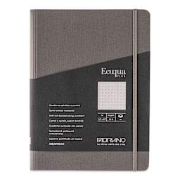 Fabriano Ecoqua Plus Hidden Spiral-Bound Notebook - Grey, 8-1/4" x 5-4/5", Dot Grid, front cover