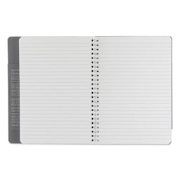 Fabriano Ecoqua Plus Hidden Spiral-Bound Notebook - Grey, 8-1/4" x 5-4/5", Ruled, open