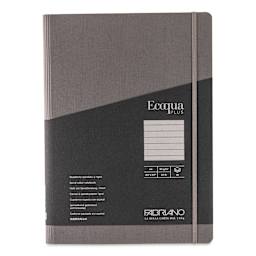 Fabriano Ecoqua Plus Hidden Spiral-Bound Notebook - Grey, 11-7/10" x 8-1/4". Ruled, front cover