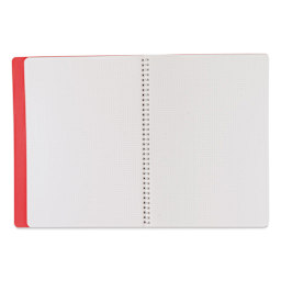 Fabriano Ecoqua Plus Hidden Spiral-Bound Notebook - Red, 11-7/10" x 8-1/4", Dot Grid, open