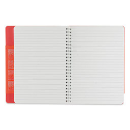Fabriano Ecoqua Plus Hidden Spiral-Bound Notebook - Red, 8-1/4" x 5-4/5", Ruled, open