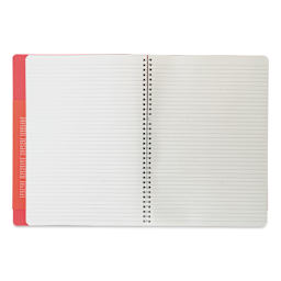 Fabriano Ecoqua Plus Hidden Spiral-Bound Notebook - Red, 11-7/10" x 8-1/4", Ruled, open