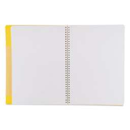Fabriano Ecoqua Plus Hidden Spiral-Bound Notebook - Yellow, 11-7/10" x 8-1/4", Dot Grid, open