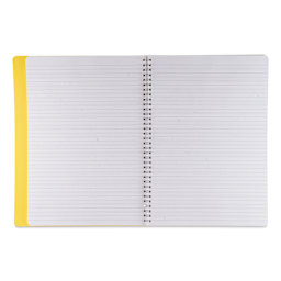 Fabriano Ecoqua Plus Hidden Spiral-Bound Notebook - Yellow, 11-7/10" x 8-1/4", Ruled, open
