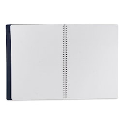 Fabriano Ecoqua Plus Hidden Spiral-Bound Notebook - Navy, 11-7/10" x 8-1/4", Dot Grid, open